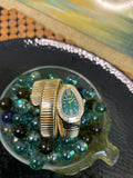 Green Dial Double Layer Snake Watch for Women – Statement Bracelet Watch