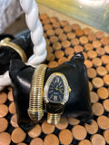 Black Dial Snake Watch for Women – Single Layer Bracelet Watch