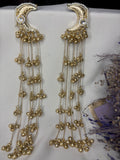 Gold Long Chain Kashmiri Drop Earrings