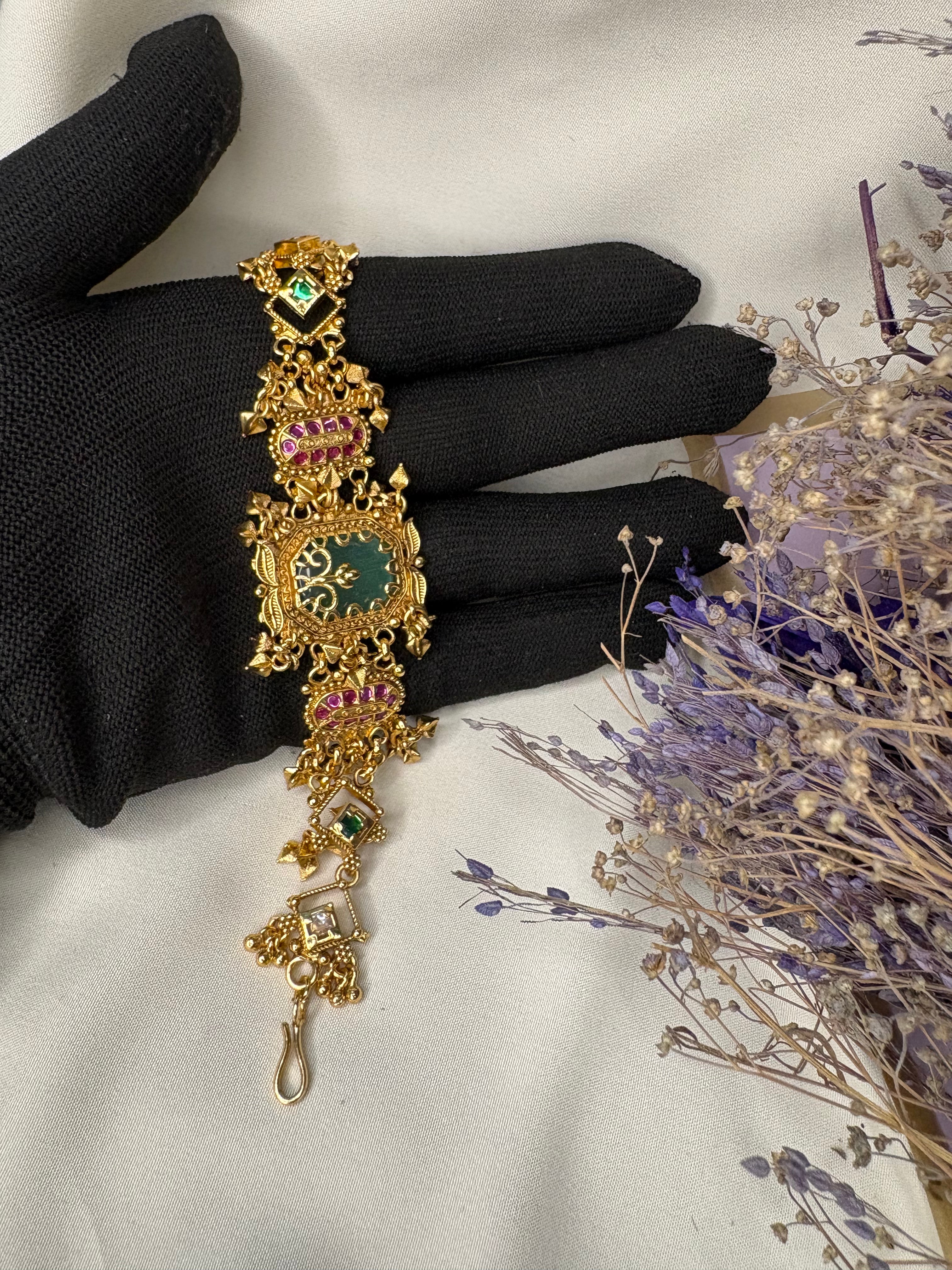 Vintage Green Gold plated Heritage Bracelet for Women