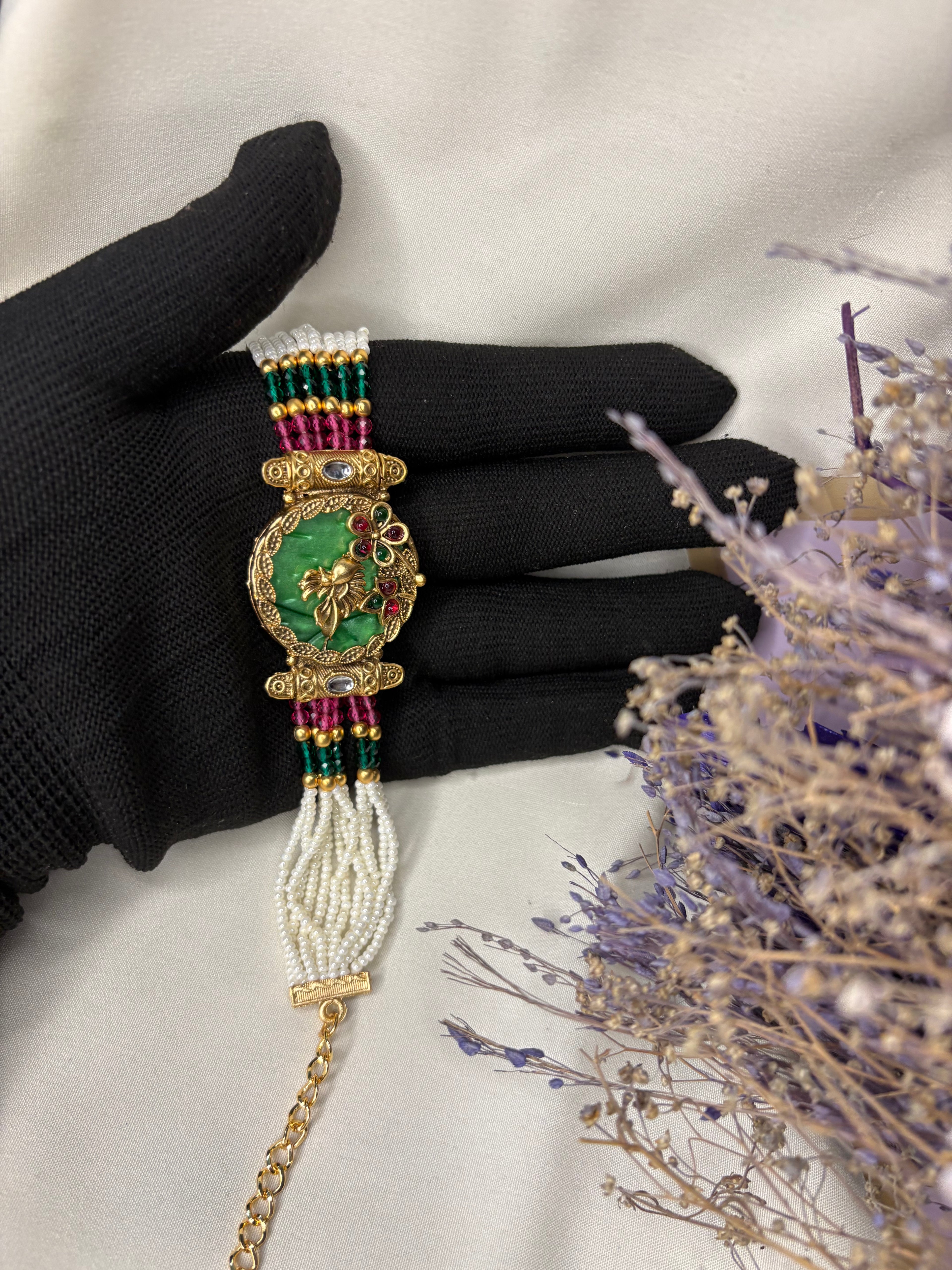 Minimal Green Heritage Bracelet for Women