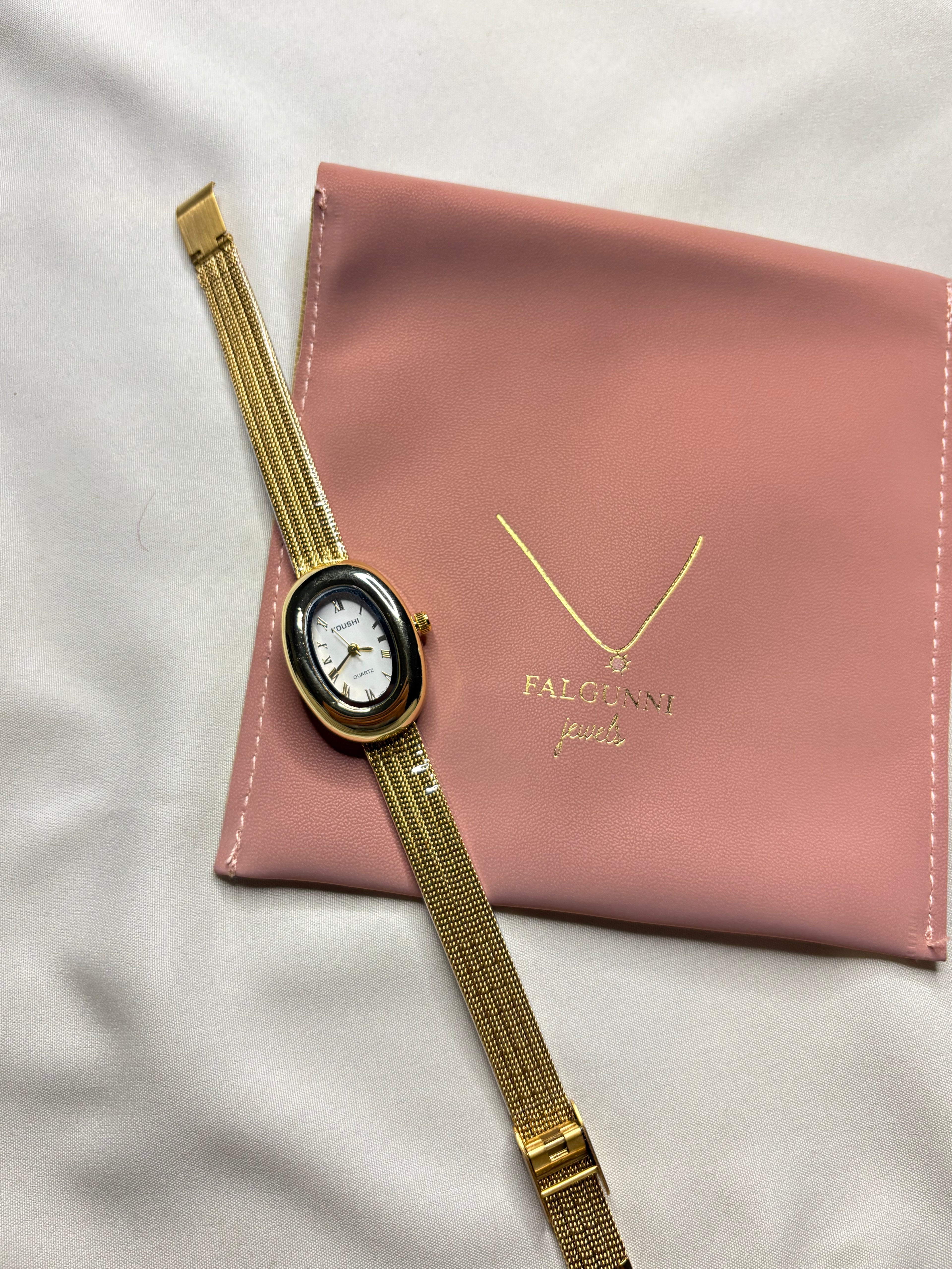Golden Oval Dial Watch for Women