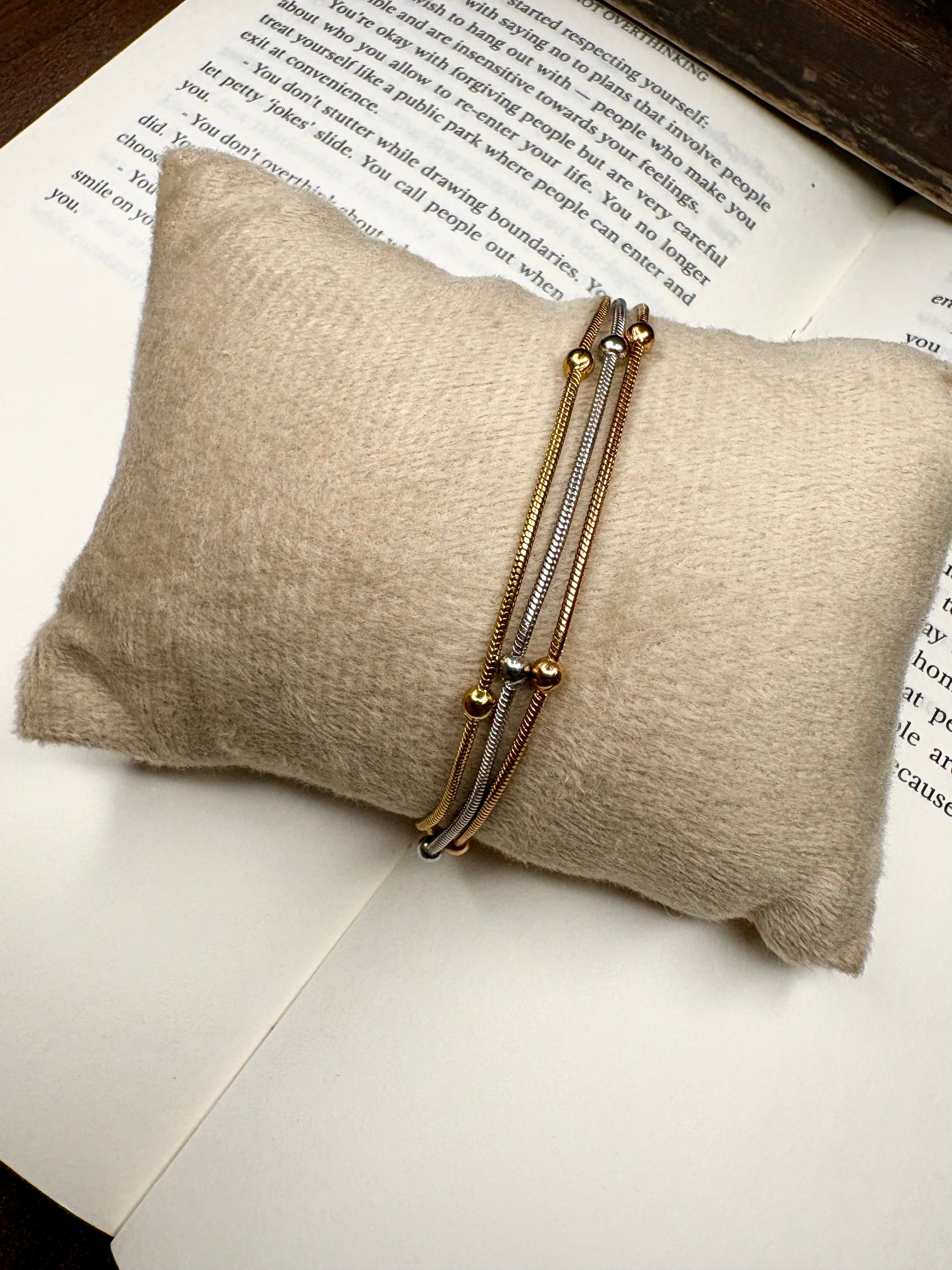 Triple Layer 3 tone Bracelet – Bold Layered Style