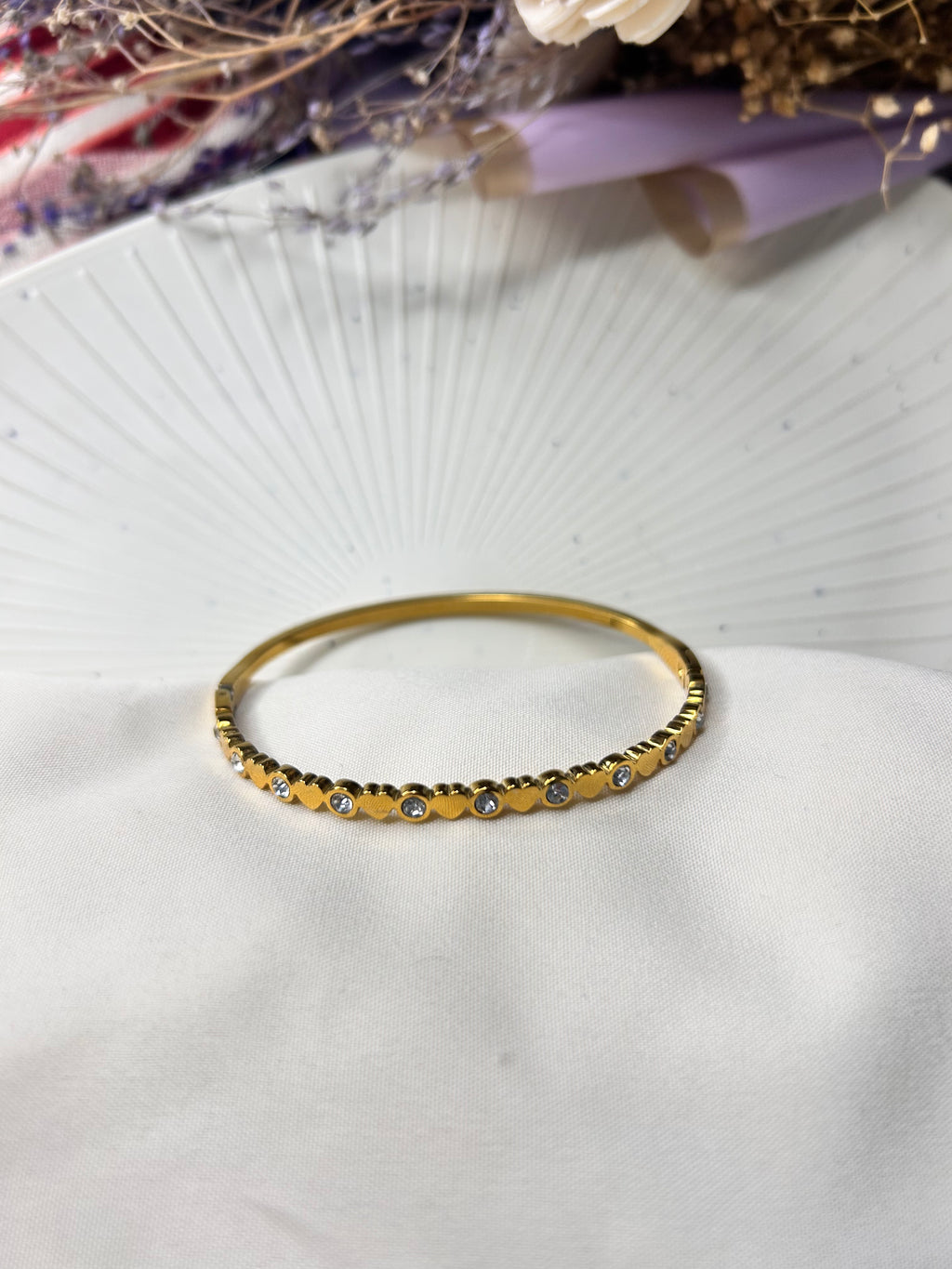 Single Line Studded Bangle Bracelet