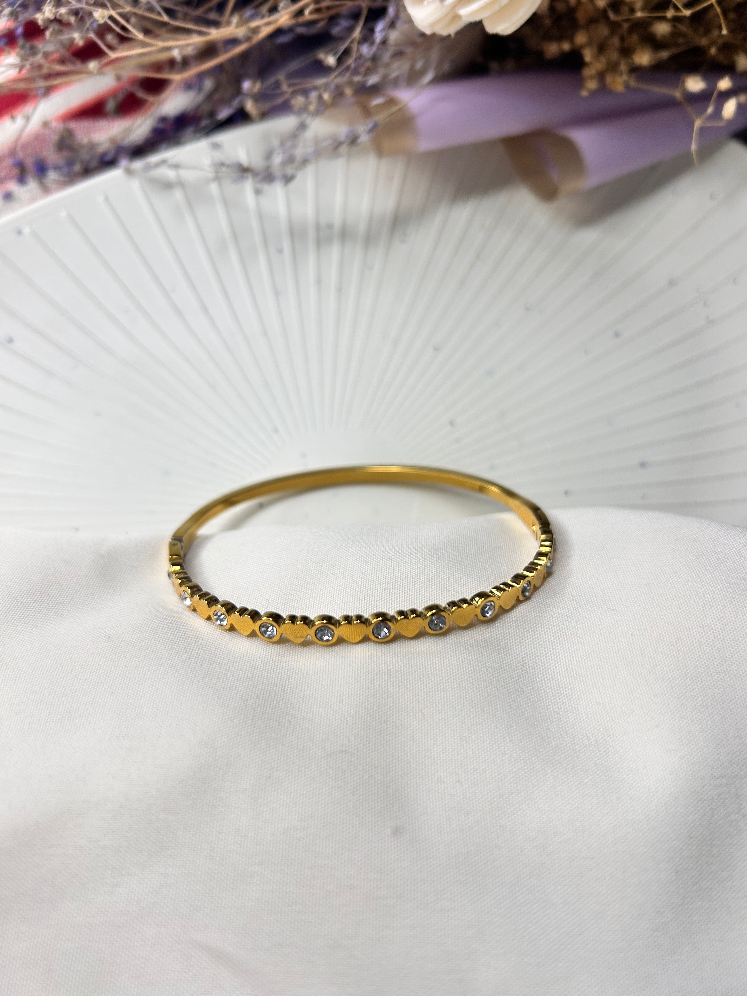 Single Line Studded Bangle Bracelet