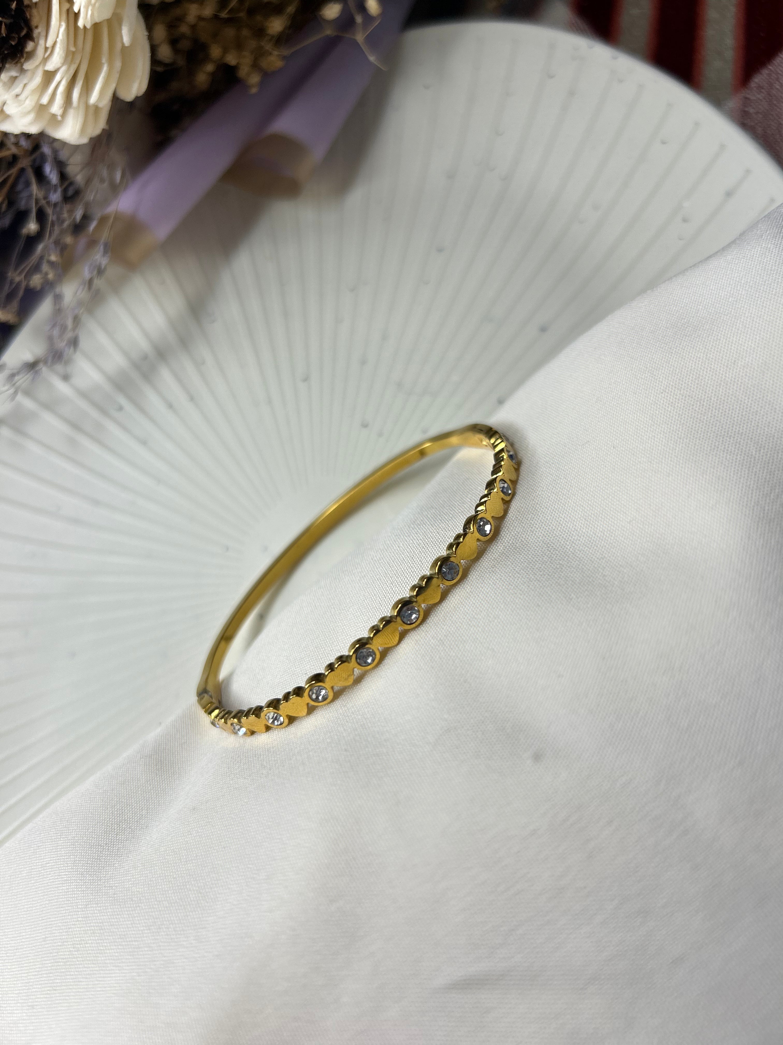 Single Line Studded Bangle Bracelet