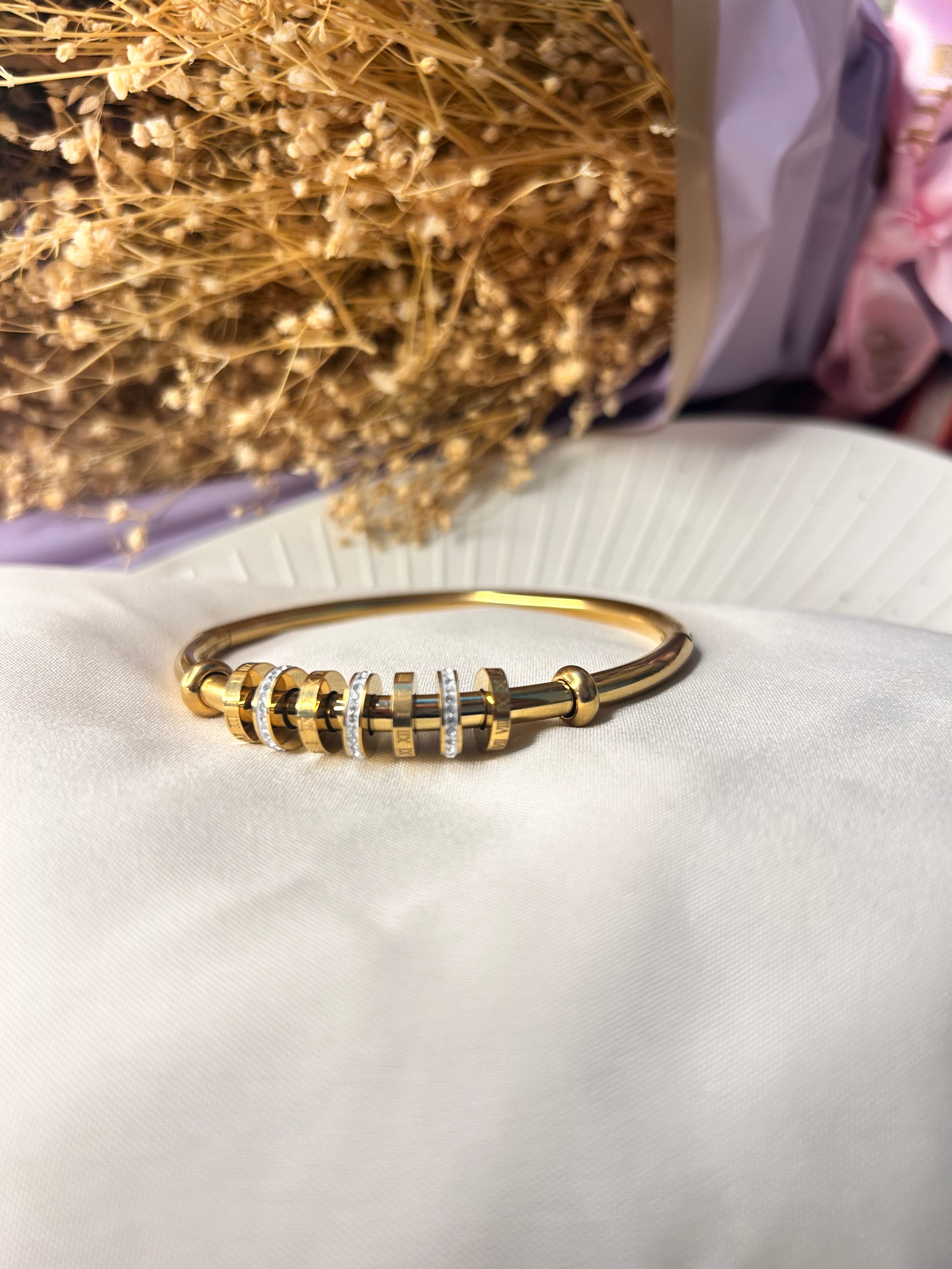 Gold Studded Bangle Bracelet