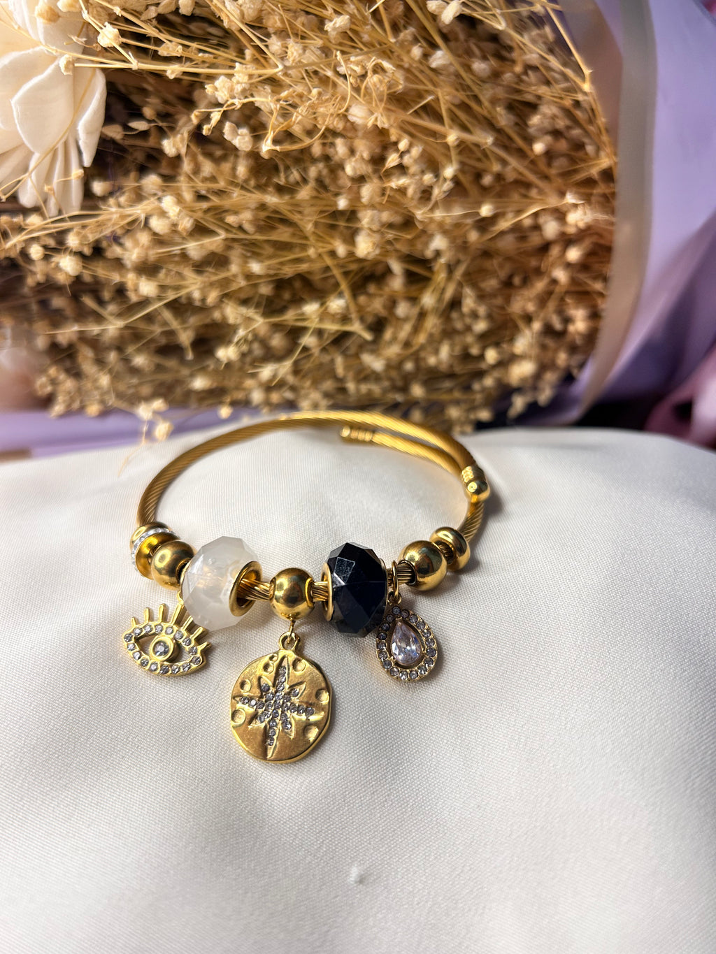 Black Charm Bangle Bracelet