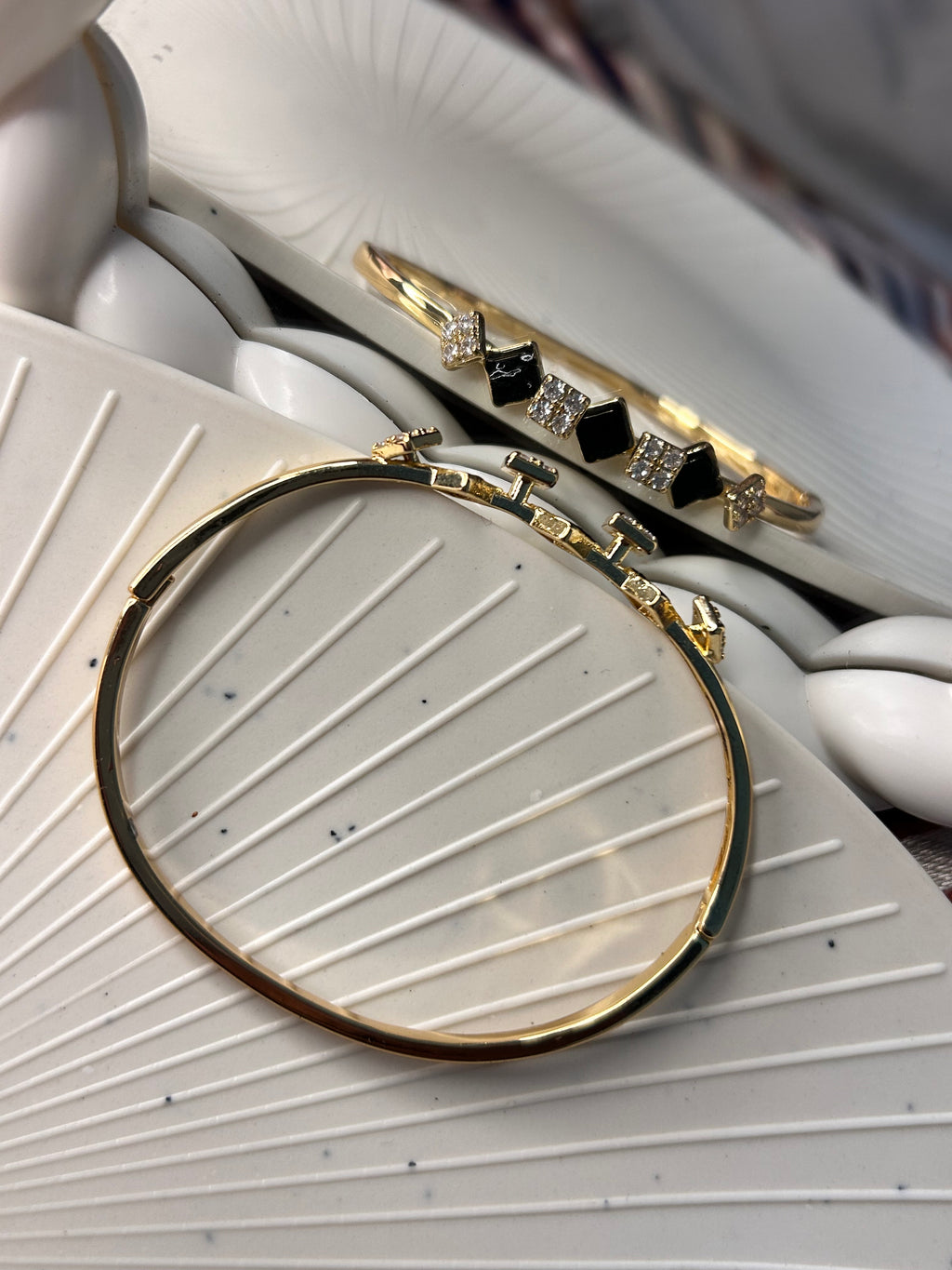 Gold Studded Black diamond Bangle Bracelet