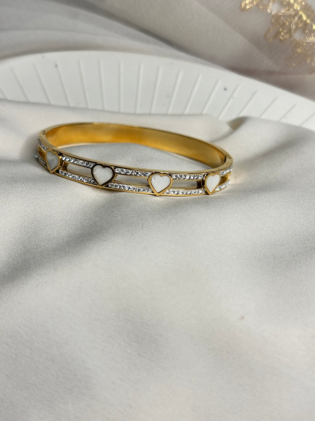Gold Plated heart Bangle Bracelet For Women