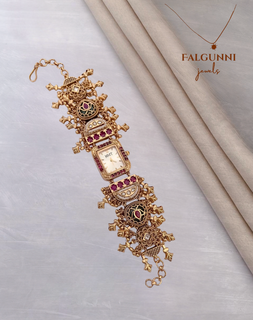 Anaya Ruby Kundan Bracelet Watch