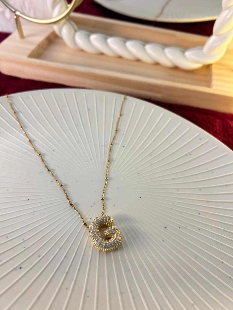 Studded Initial Chain for Women | Gold Letter Pendant Necklace