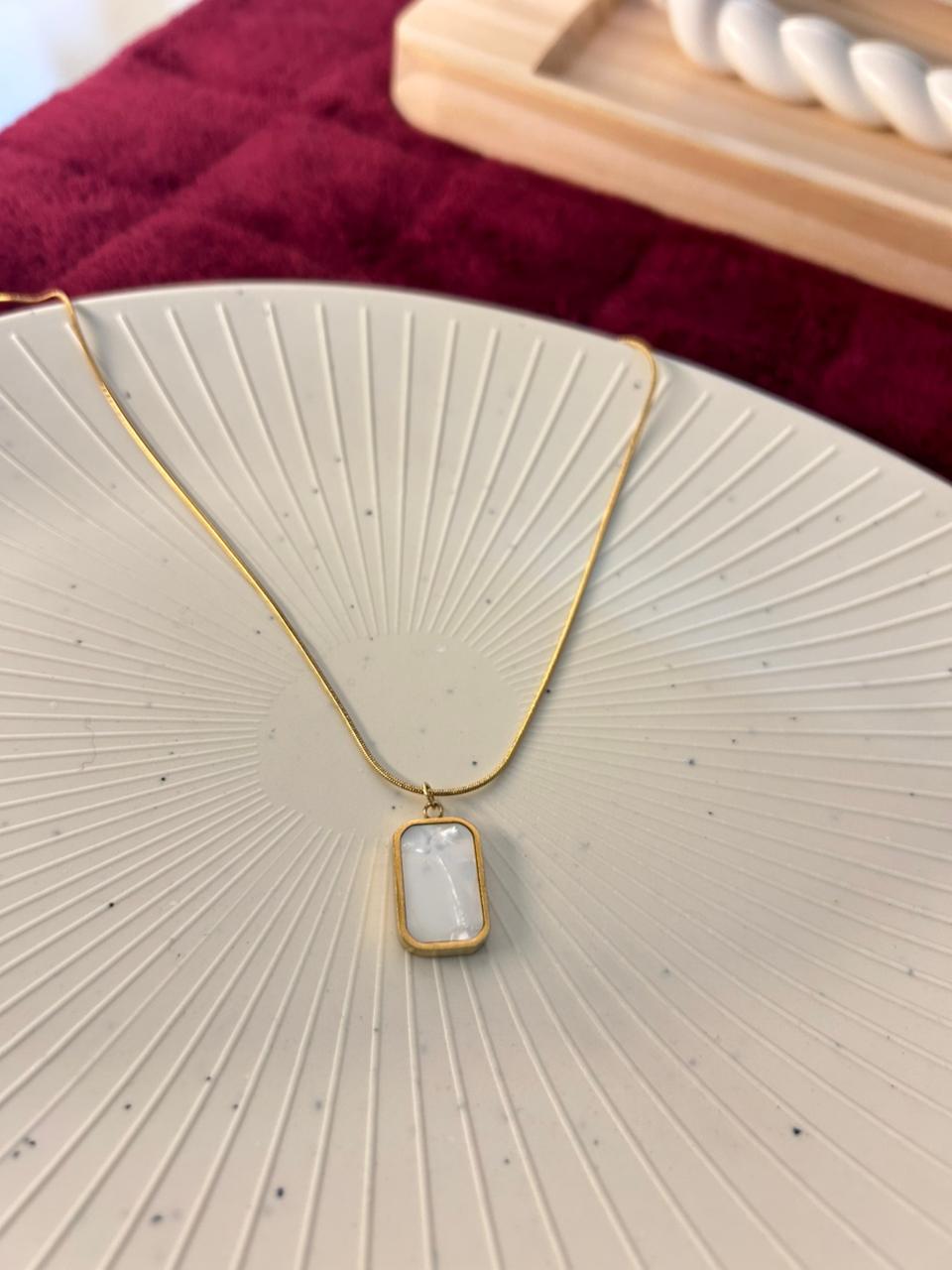 Dual Tone Pendant Chain for Women | Black & White Minimal Necklace