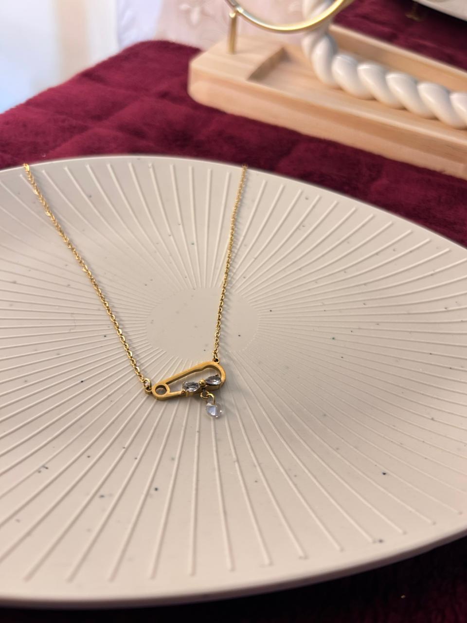 Safety Pin Chain Necklace for Women | Gold Edgy Statement Jewelry