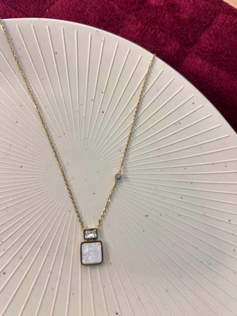 Aira Dual Stone Pendant Necklace for Women