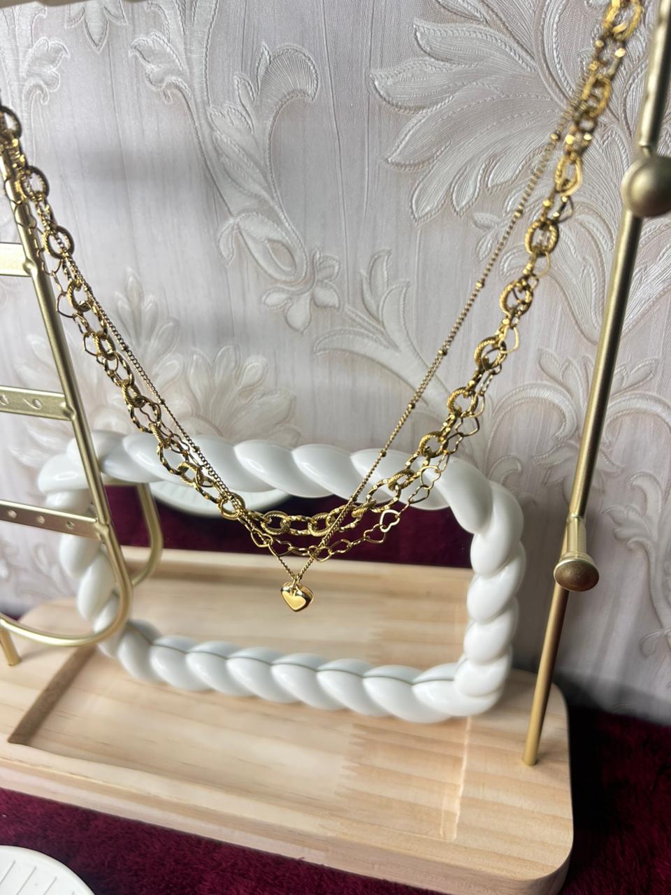 Layered Heart Chain Necklace for Women | Gold Anti-Tarnish Pendant Jewelry
