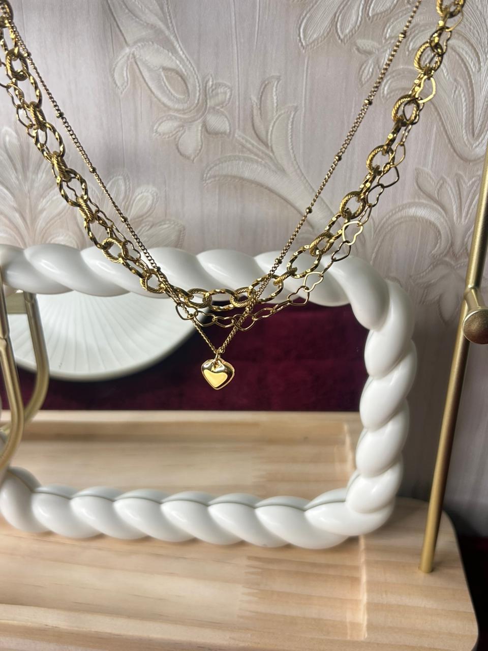 Layered Heart Chain Necklace for Women | Gold Anti-Tarnish Pendant Jewelry