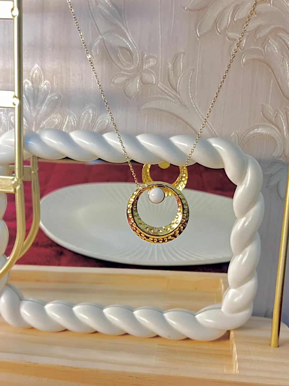 Textured Circle Pendant Chain for Women | Gold Minimal Necklace