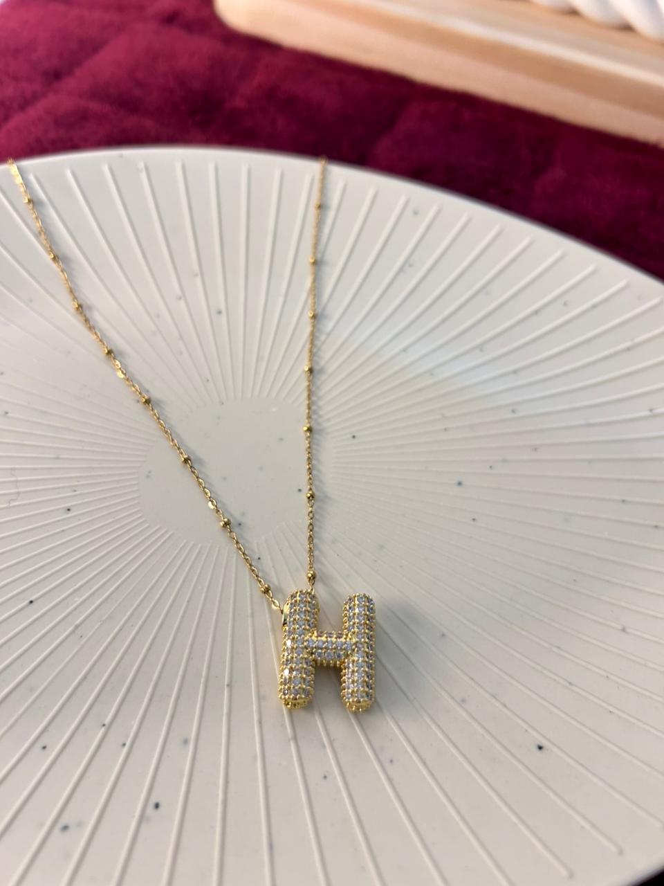 Studded Initial Chain for Women | Gold Letter Pendant Necklace