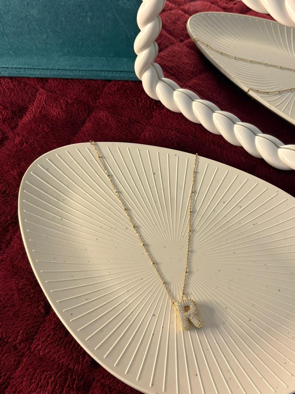Studded Initial Chain for Women | Gold Letter Pendant Necklace