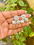 White Circle Stone Earrings