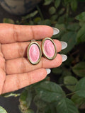 Oval Crystal Pink  Earrings