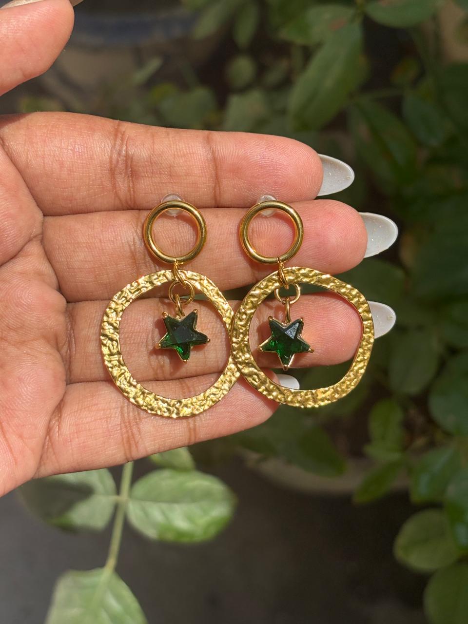 Green Star Stud Earrings