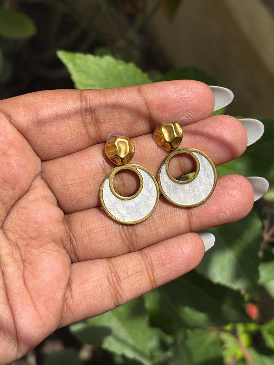 White Stud Earrings