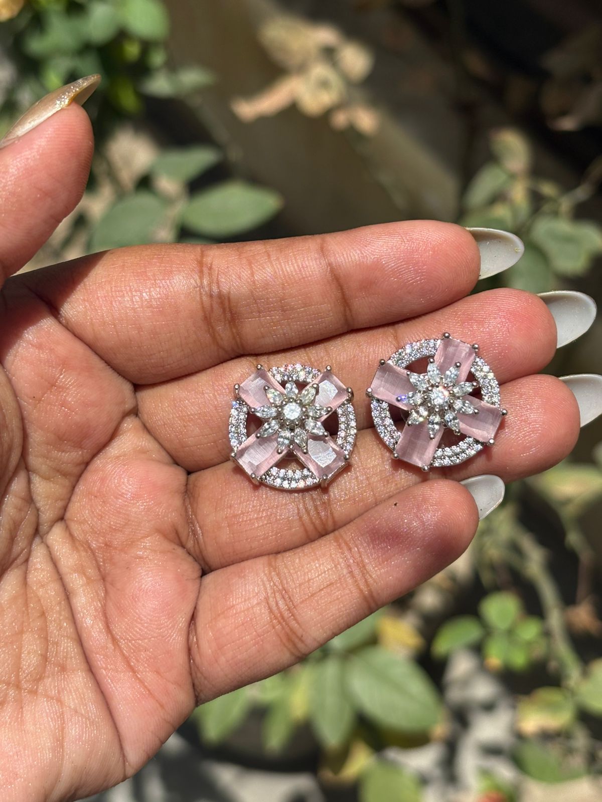 Pink Crystal AD Earrings