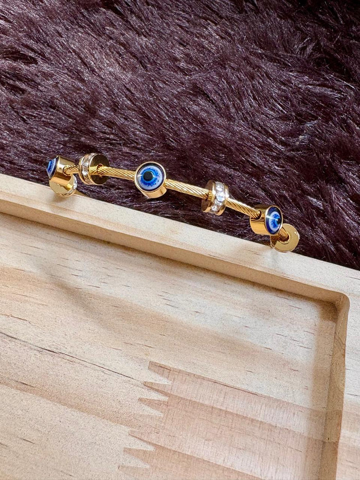 Evil Eye Gold Bangle Bracelet for Women