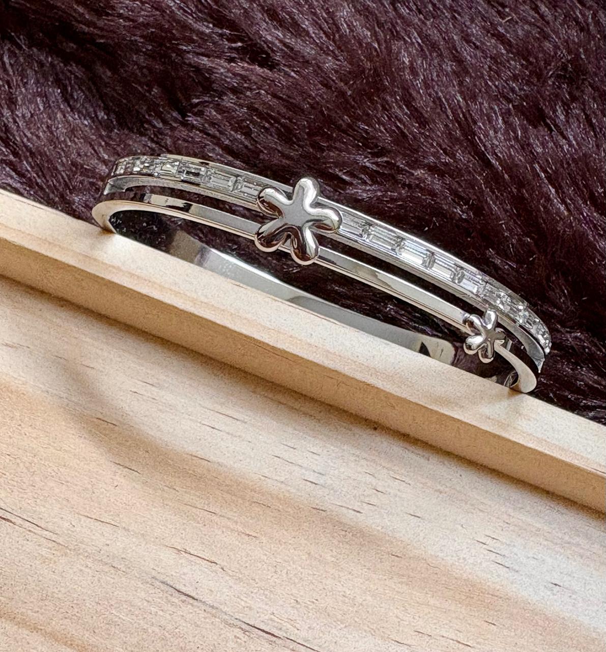 Silver Flower Bangle