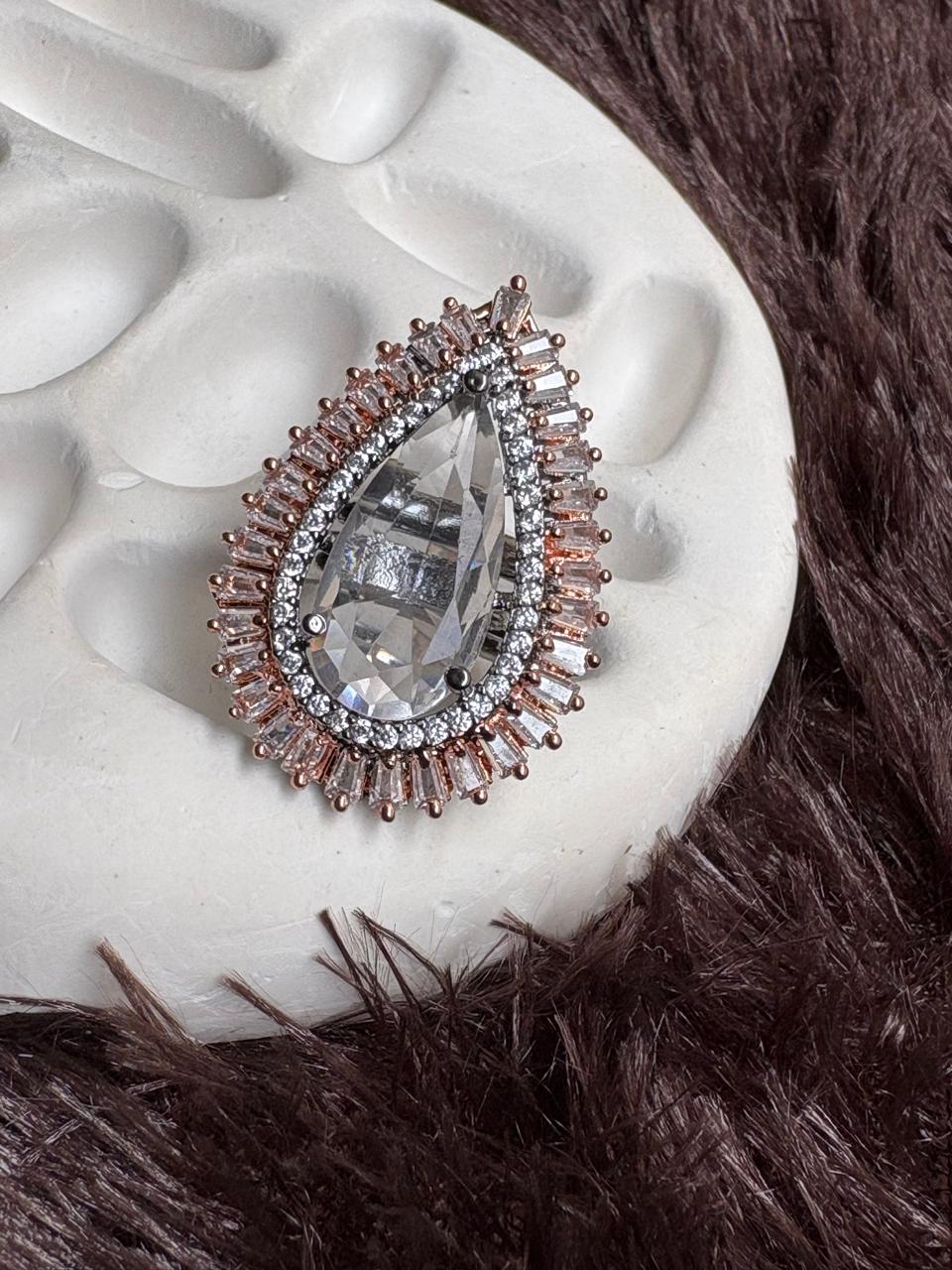 Oval Crystal Ring