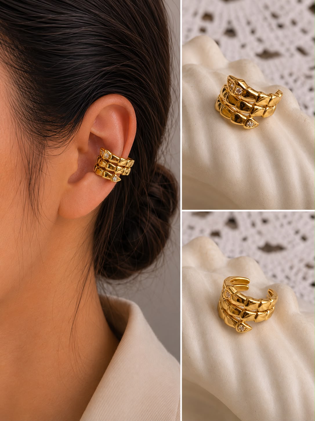 Gold Snake Coil Ear Cuff