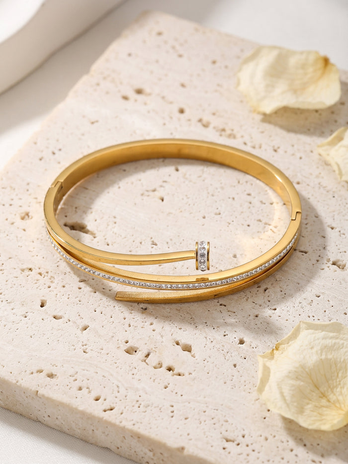 Nail Stone Gold Wrap Bangle Bracelet