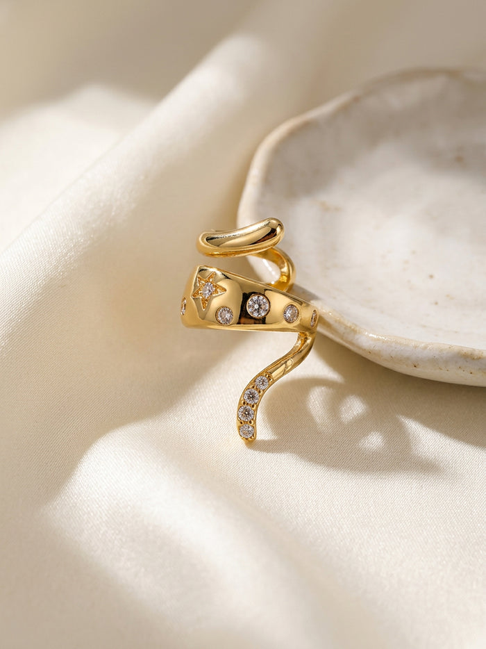 Snake Wrap Stone Gold Ear Cuff