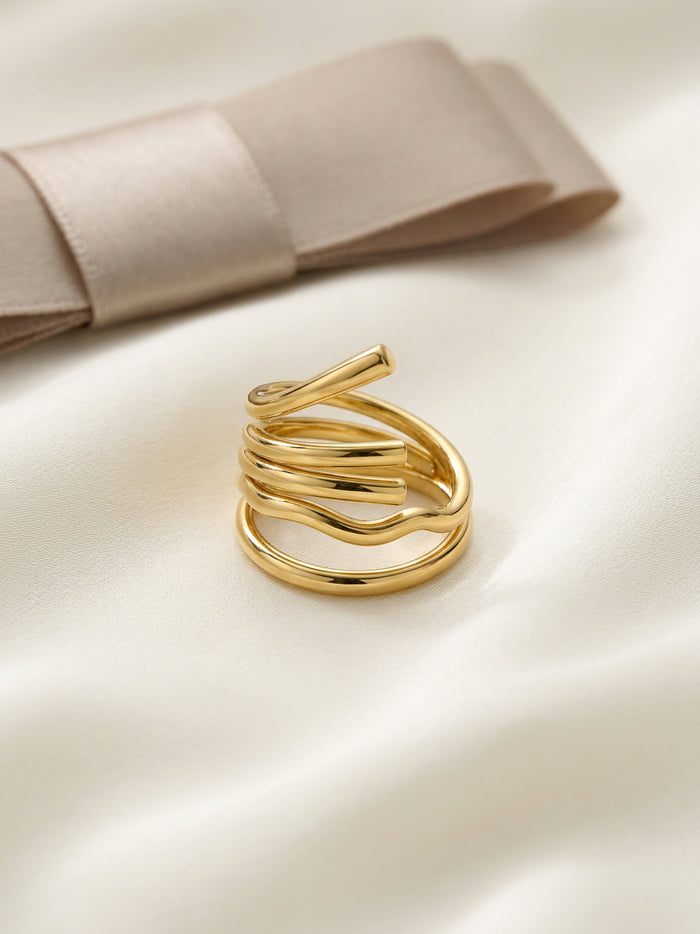 Gold Coil Wrap Ring for Women