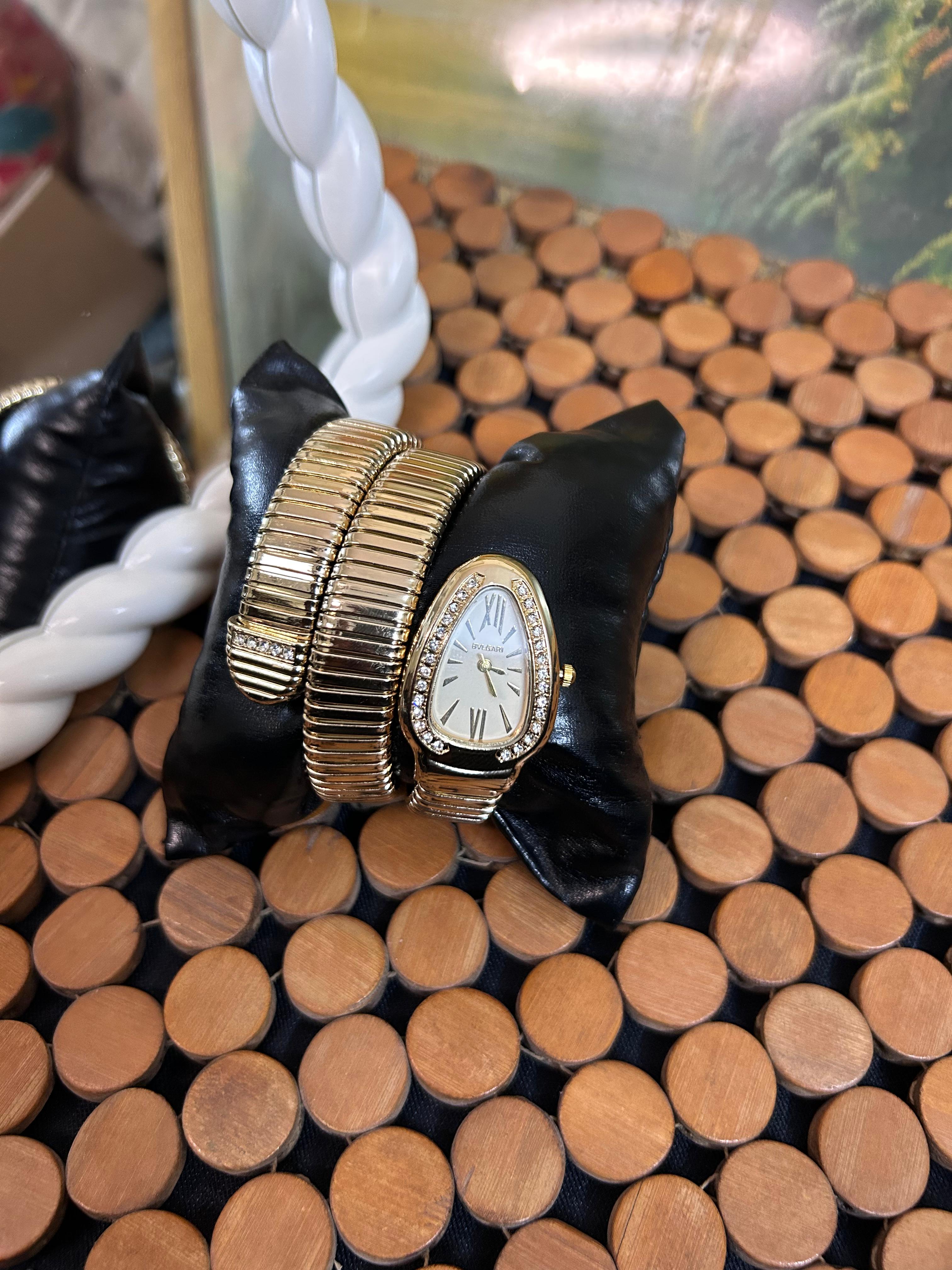 White Dial Double Layer Snake Watch for Women – Elegant Bracelet Watch