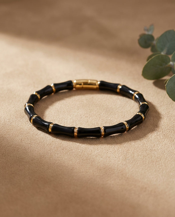 Black Enamel Bamboo Bangle