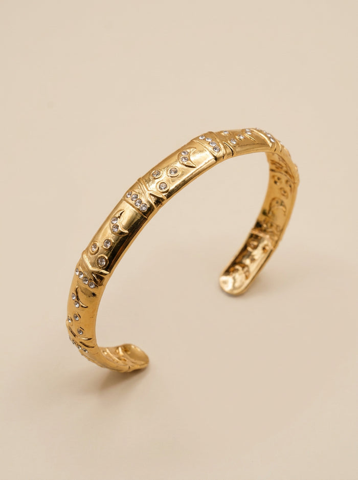 Gold Textured Open Cuff Bangle