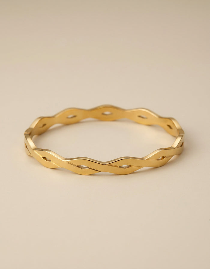 Gold Twisted Cut-Out Bangle