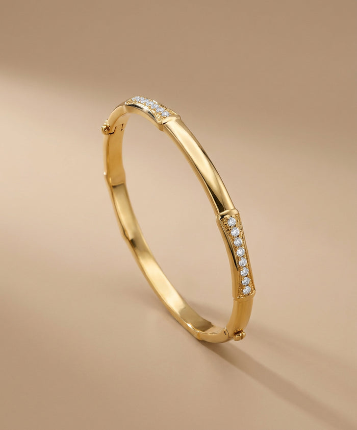 Gold Bangle with Stone Bars