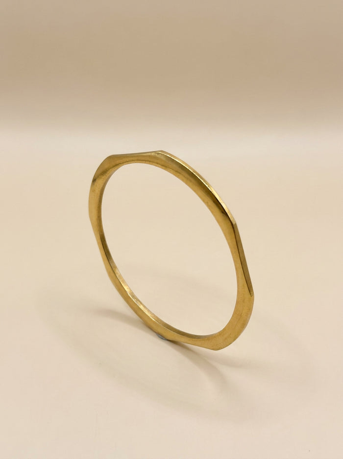 Gold Faceted Geometric Bangle
