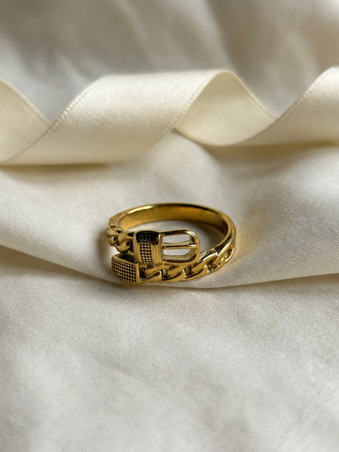 Belt Buckle Chain Gold Ring for Women