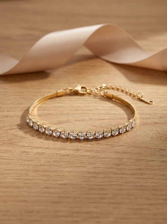 Gold Crystal Tennis Bracelet