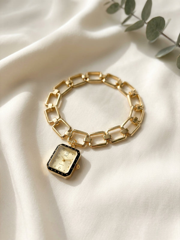Square Link Chain Watch Charm Bracelet