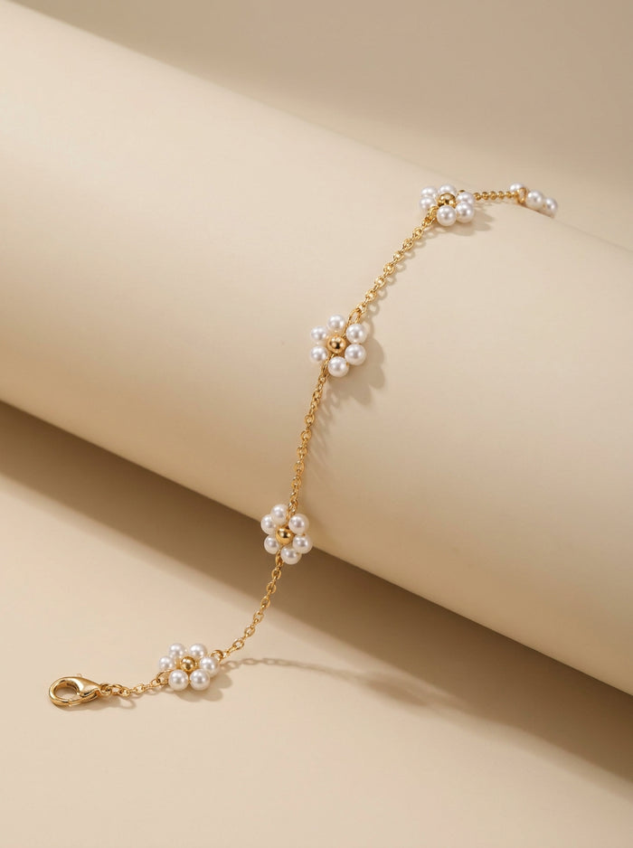 Pearl Flower Chain Bracelet