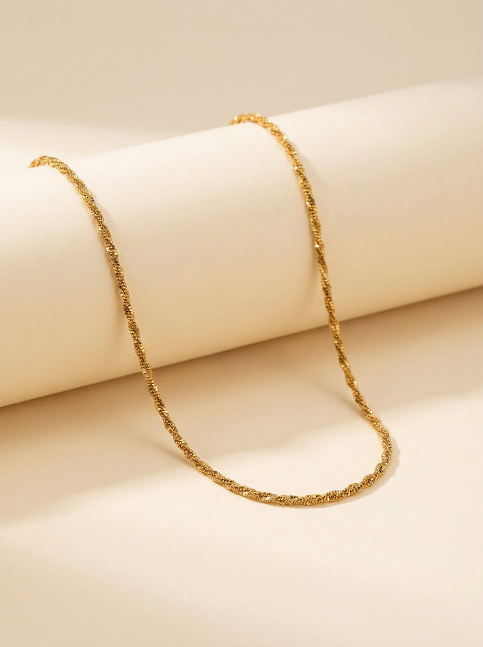 Gold Twisted Rope Chain Necklace
