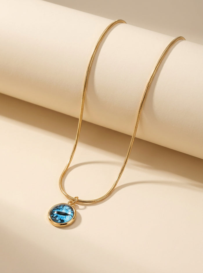 Blue Eye Round Pendant Necklace