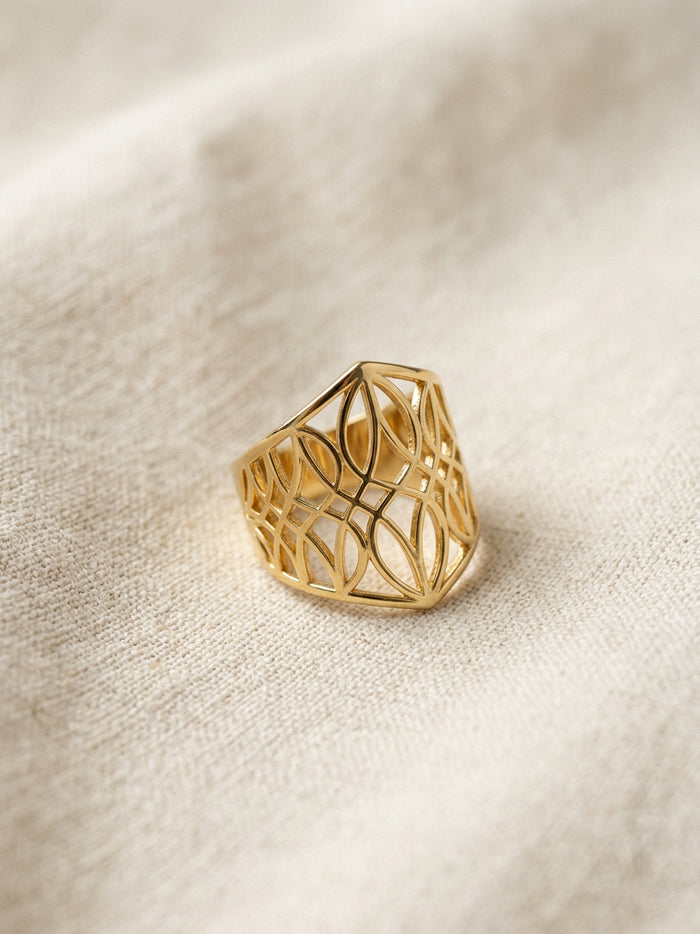 Geometric Cutout Gold Statement Ring