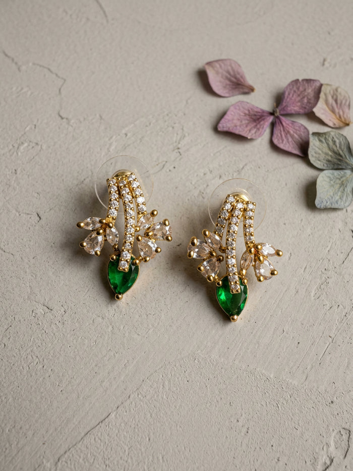 Green Stone AD Petal Drop Studs